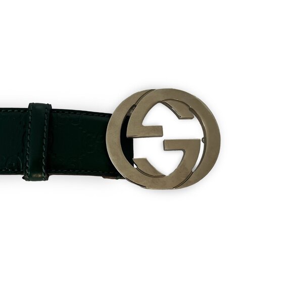 Green Unisex Gucci Belt w/Interlocking G's Size 85 - Picture 2 of 7